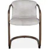 Chiavari Dining Chair in Distressed White Top Grain Leather & Brushed Bronze (Set of 2)