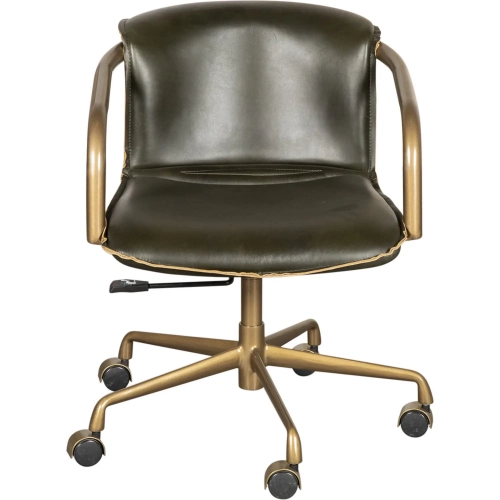 Chiavari Swivel Office Chair in Emerald Green Leather & Antique Gold