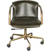 Chiavari Swivel Office Chair in Emerald Green Leather & Antique Gold