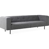 Olympia 94" Sofa in Tufted Dark Grey Boucle Fabric & Black Iron