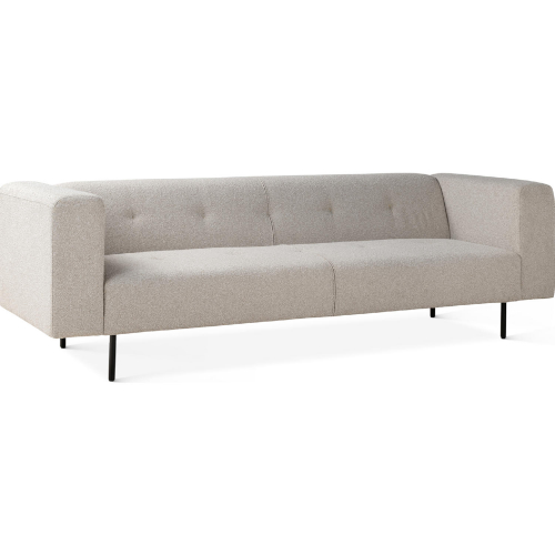 Olympia 94" Sofa in Tufted Cream Boucle Fabric & Black Iron