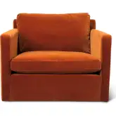 Genova Accent Chair in Dune Orange Velvet Fabric
