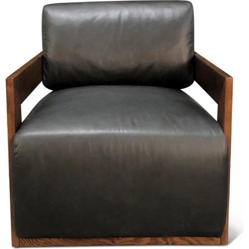 Harlow Accent Chair in Charme Black Leather & Wood