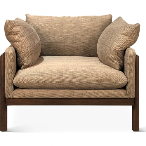 Newark Accent Chair in Burlington Neutral Stripe Fabric & Wood