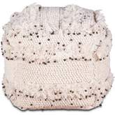 Algiers Square Ottoman in White Fabric with Sequins