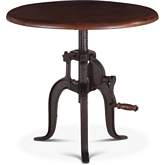 Artezia 24" Adjustable Crank Side Table in Walnut Finish Acacia Wood & Iron