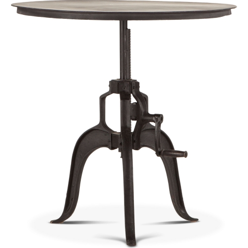 Artezia 30" Adjustable Crank Side Table in Black Finish Cast Iron