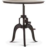 Artezia 30" Adjustable Crank Side Table in Black Finish Cast Iron