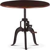 Artezia 30" Adjustable Crank Side Table in Walnut Finish Acacia Wood & Iron
