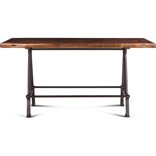 Artezia 72" Gathering Height Dining Table in Live Edge Walnut Finish & Iron