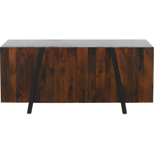 Aurora 74" Sideboard in Dark Walnut Finish Wood & Iron