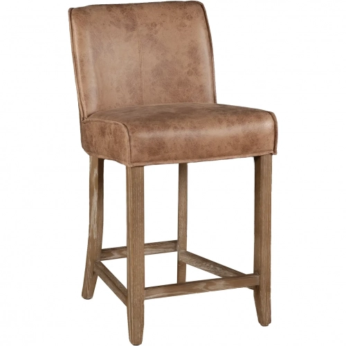 Avery Counter Stool Chair in Tan Top Grain Leather & Natural Wood