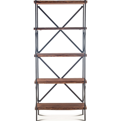 Blayne 78"H Live Edge Bookcase in Raw Walnut Finish Wood & Iron