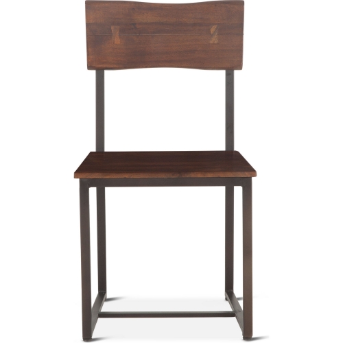 Belfrie Dining Chair in Walnut Finish Faux Live Edge Acacia & Iron (Set of 2)