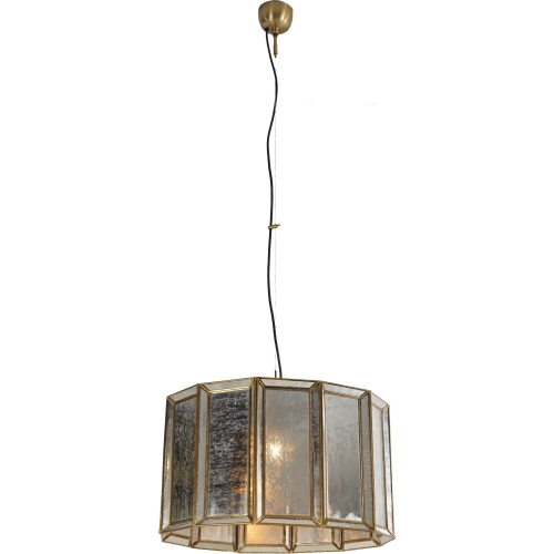 Bali Round Ceiling Pendant Light in Antique Brass & Metallic Gray Glass