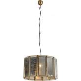 Bali Round Ceiling Pendant Light in Antique Brass & Metallic Gray Glass