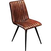 Brisben Dining Chair in Hand Washed Chestnut Brown Leather & Black Iron (Set of 2)