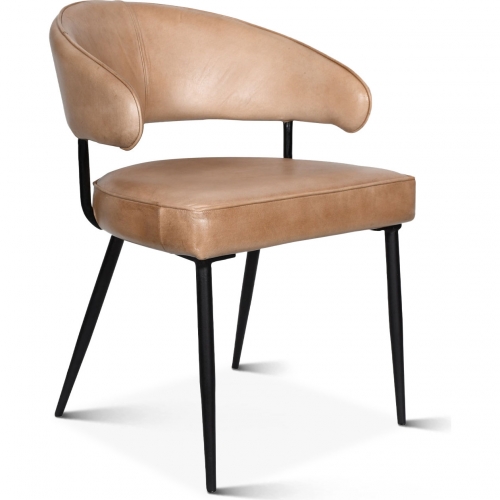 Brisben Accent Arm Chair in Antique Ivory Leather & Black Iron