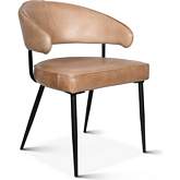 Brisben Accent Arm Chair in Antique Ivory Leather & Black Iron