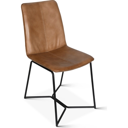 Brisben Dining Chair in Hand Washed Taupe Leather & Black Iron (Set of 2)