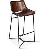 Brisben Bar Stool in Chestnut Brown Leather & Black Iron