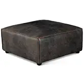 Chiavari Ottoman in Distressed Antique Ebony Black Leather