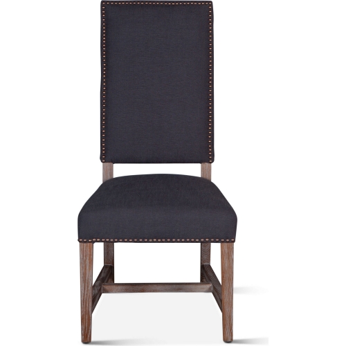 Dani Dining Chair in Charcoal Gray Fabric & Distressed Gray Wash Wood (Set of 2)