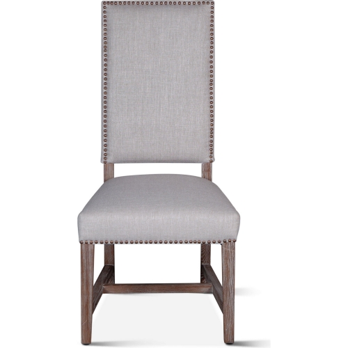 Dani Dining Chair in Light Gray Fabric & Distressed Gray Wash Wood (Set of 2)
