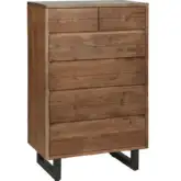 Glenwood 34" Tall Chest in Smoked Acacia Finish Wood & Reclaimed Iron