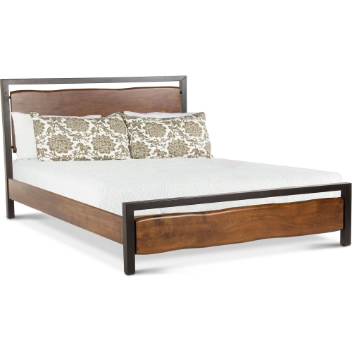 Glenwood King Bed in Walnut Finish Faux Live Edge Acacia Wood