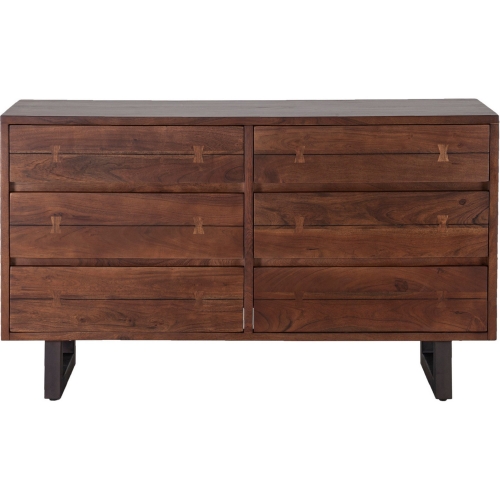 Glenwood Dresser in Walnut Finish Faux Live Edge Acacia Wood