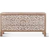 Haveli Dresser in Geometric Hand Carved Natural Finish Mango Wood
