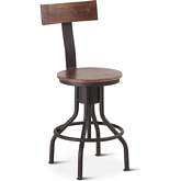 Artezia Adjustable Bar Stool in Walnut Finish Acacia Wood & Iron (Set of 2)