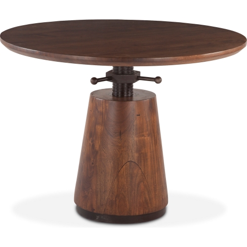 Amici 40" Round Adjustable Dining Table in Acacia Wood & Iron