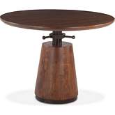 Amici 40" Round Adjustable Dining Table in Acacia Wood & Iron