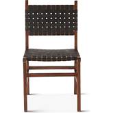 Lisbon Dining Chair in Black Leather & Brown Mango Wood