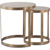 Leonardo Nesting Side Table Set in White Marble & Antique Bonze