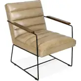 Melbourne Accent Chair in Antique Ivory Top Grain Leather & Black Reclaimed Iron