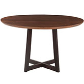 Mapai 48" Round Dining Table in Walnut Finish Acacia Wood & Iron