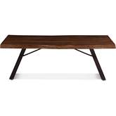 Nottingham 54" Coffee Table in Walnut Finish Live Edge Wood & Iron