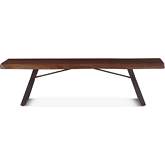 Nottingham 72" Dining Bench in Walnut Finish Live Edge Wood & Iron