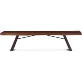 Nottingham 90" Dining Bench in Walnut Finish Live Edge Wood & Iron