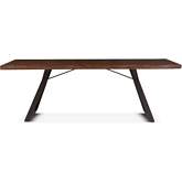 Nottingham 94" Dining Table in Walnut Finish Live Edge Wood & Iron