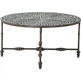 Ozark 40" Coffee Table in Black Iron & Floral Horn Inlay