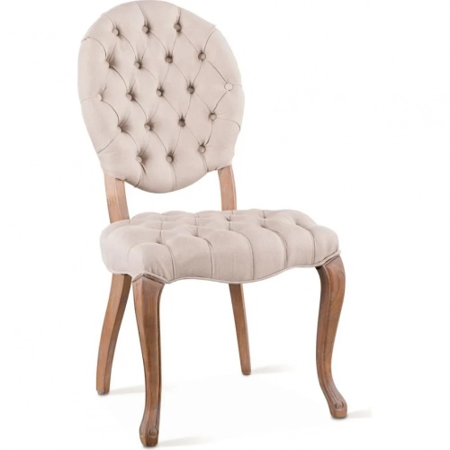Portia Dining Chair in Tufted Beige Linen & Whitewash Wood (Set of 2)