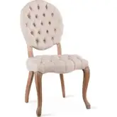 Portia Dining Chair in Tufted Beige Linen & Whitewash Wood (Set of 2)