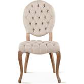 Portia Dining Chair in Tufted Off White Linen & Washed Wood (Set of 2)