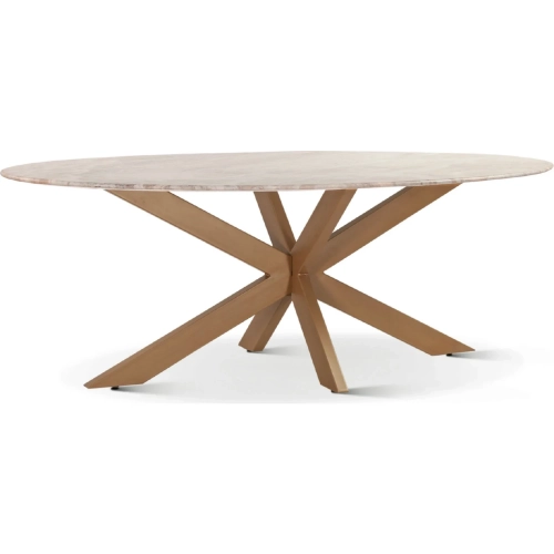 Pasadena 70" Oval Dining Table in Sawar Marble & Antique Gold Iron