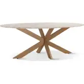 Pasadena 70" Oval Dining Table in Sawar Marble & Antique Gold Iron