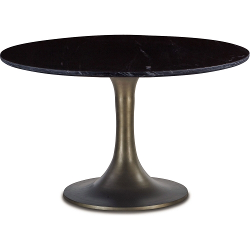 Palm Desert 48" Dining Table in Black Marble & Bronze Tulip Base